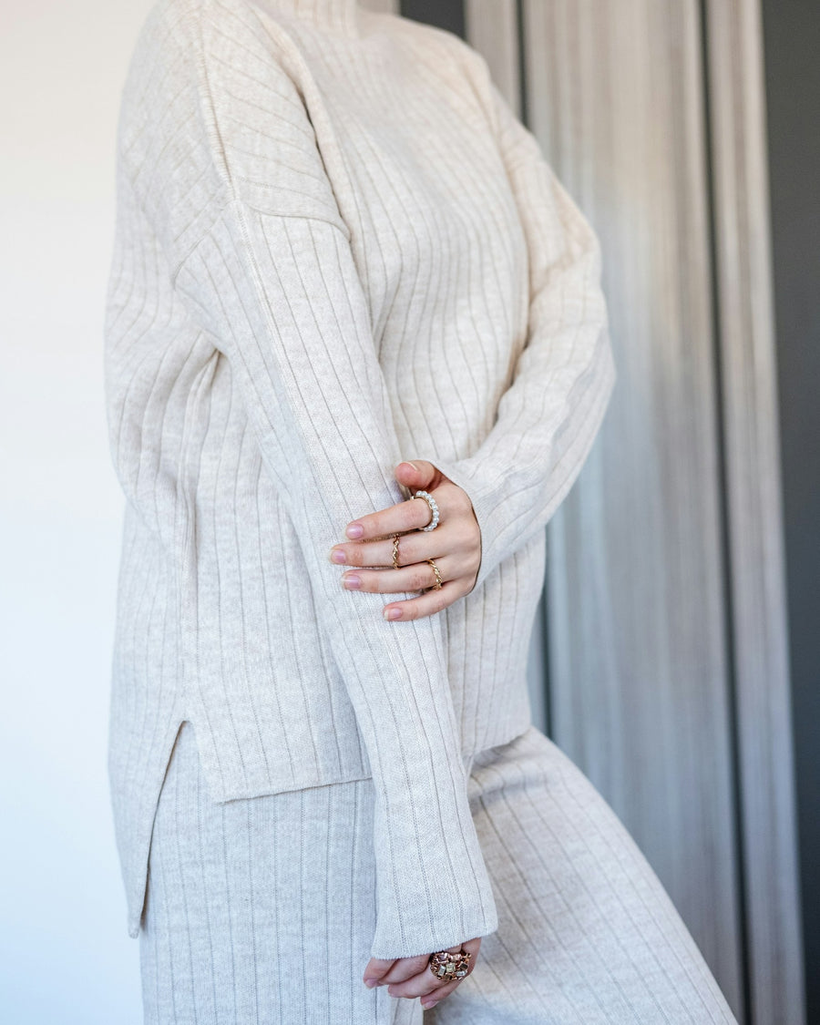 Sorrento Ribbed Knit Set — Ivory