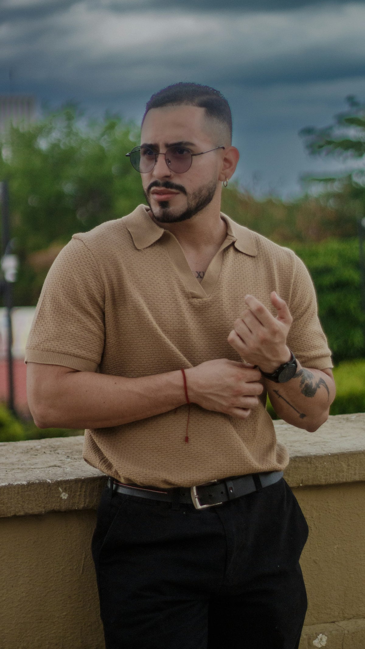 Capri Knit Polo in Camel