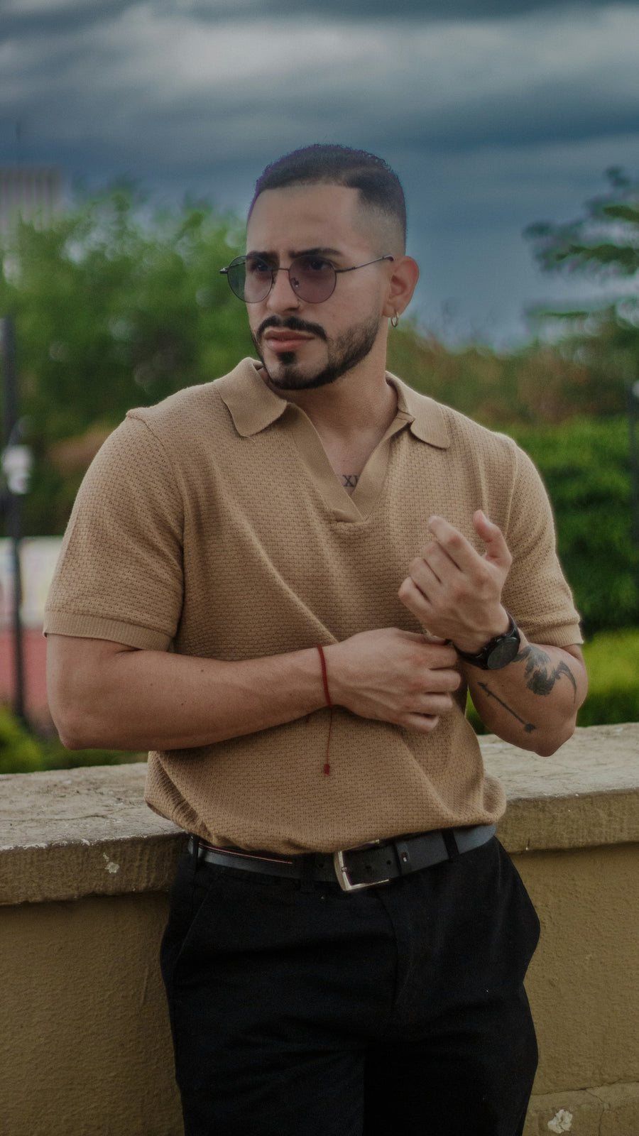 Capri Knit Polo — Camel
