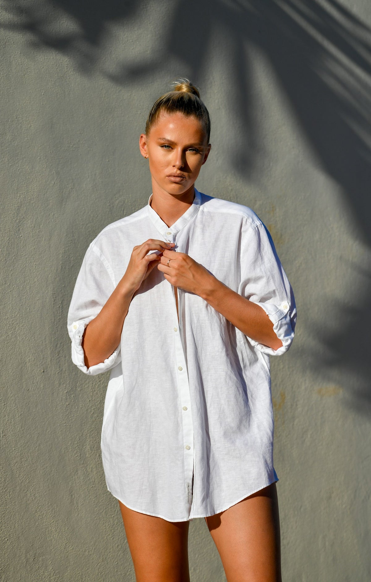 Ibiza Oversized Linen Shirt in White