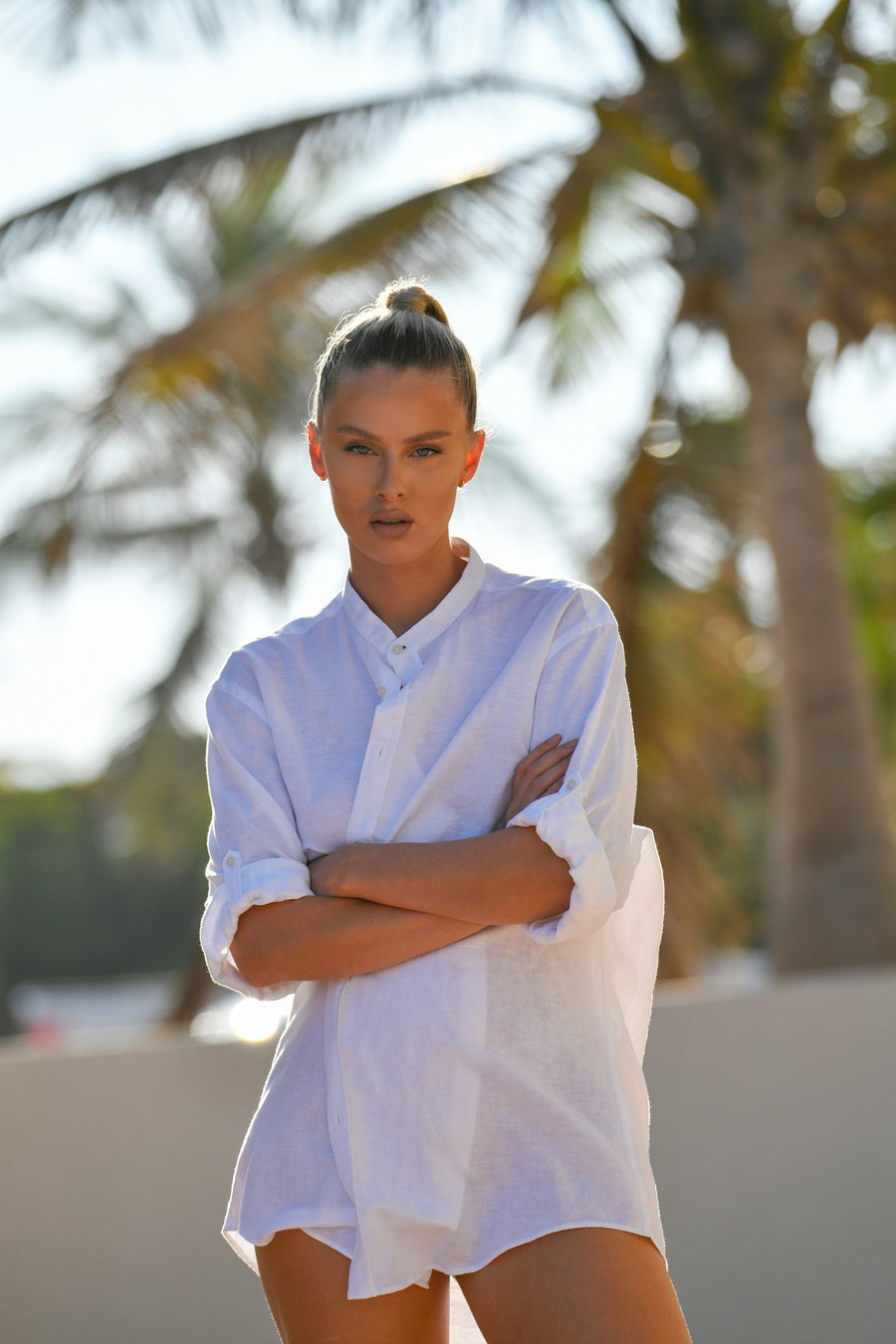 Ibiza Oversized Linen Shirt — White