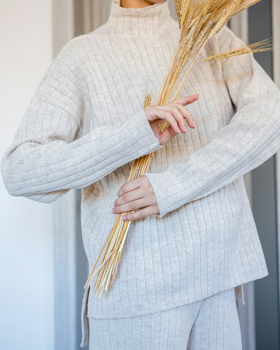 Sorrento Ribbed Knit Set — Ivory